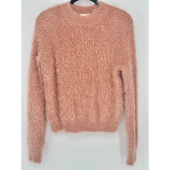 Pink Rose Eyelash Crewneck Pullover Sweater Size M - Picture 1 of 4